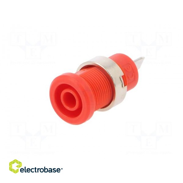 Socket | 4mm banana | 36A | red | nickel plated | on panel,screw фото 2