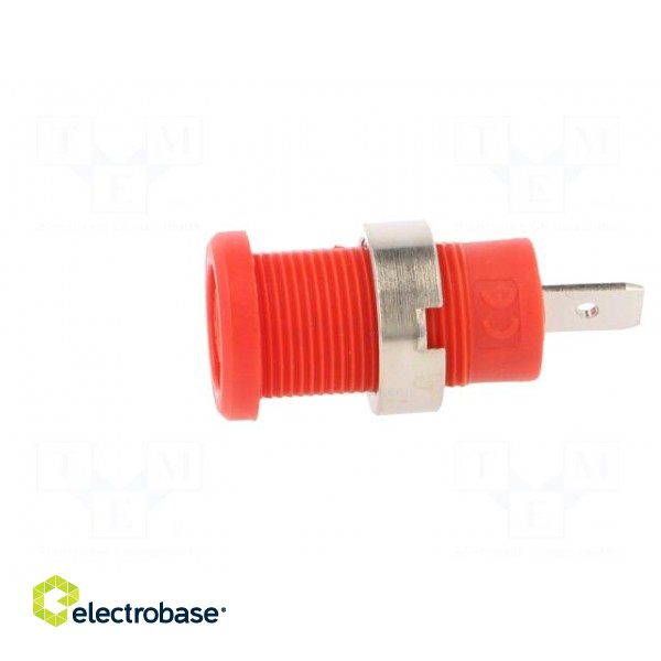 Socket | 4mm banana | 36A | red | nickel plated | on panel,screw фото 3