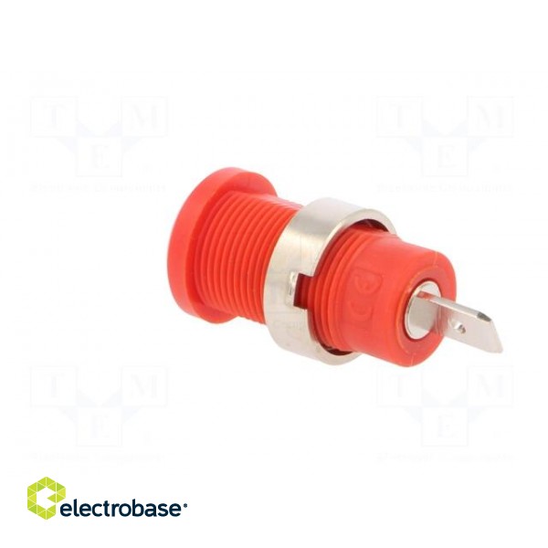 Socket | 4mm banana | 36A | red | nickel plated | on panel,screw фото 4