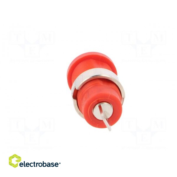 Socket | 4mm banana | 36A | red | nickel plated | on panel,screw image 5
