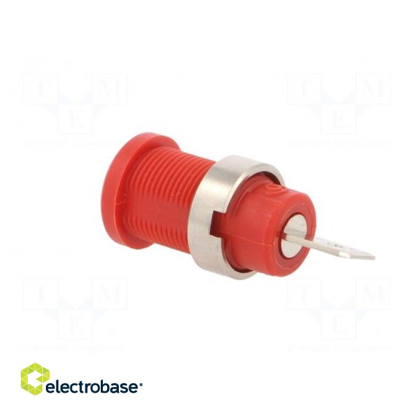 Socket | 4mm banana | 36A | red | nickel plated | on panel,screw | 5mΩ фото 4