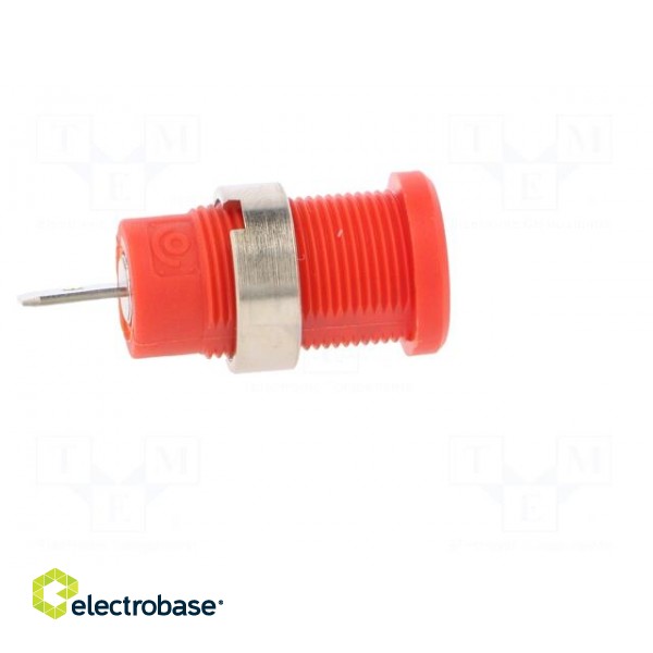 Socket | 4mm banana | 36A | red | nickel plated | on panel,screw фото 7