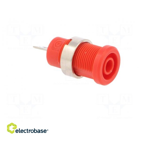 Socket | 4mm banana | 36A | red | nickel plated | on panel,screw image 8