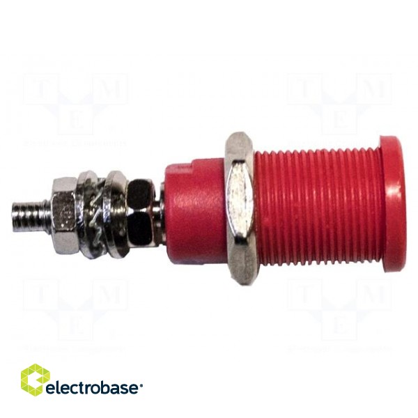 Socket | 4mm banana | 45A | 600V,1kV | red | nickel plated | 39mm