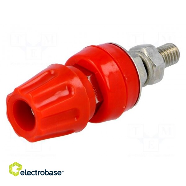 Socket | 4mm banana | 50A | 60VDC | red | screw | 57mm | Contacts: brass image 1