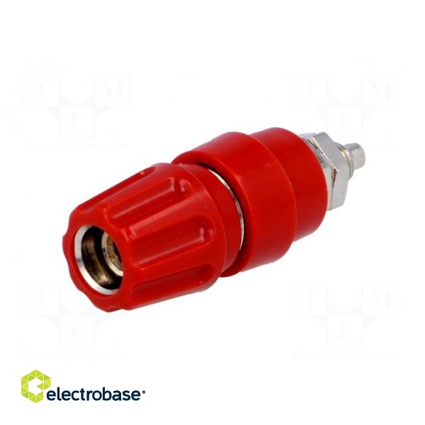 Socket | 4mm banana | 63A | 60VDC | Cutout: Ø9mm | red | screw | -25÷100°C paveikslėlis 2