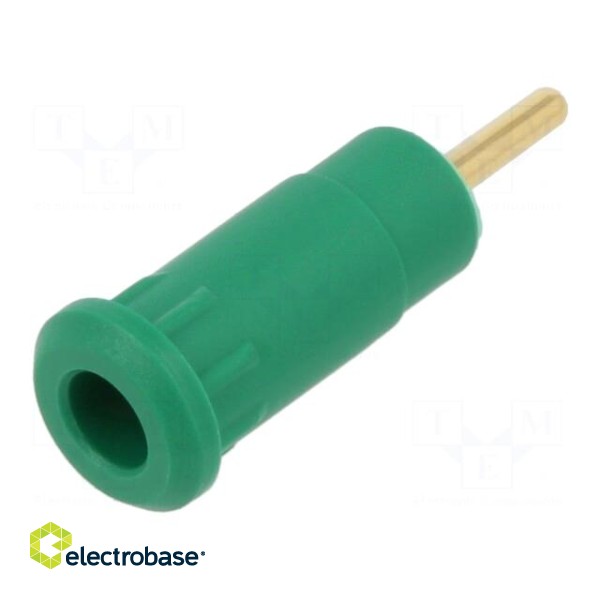 Socket | 1,5mm banana | Overall len: 29mm | green | on panel,push-in