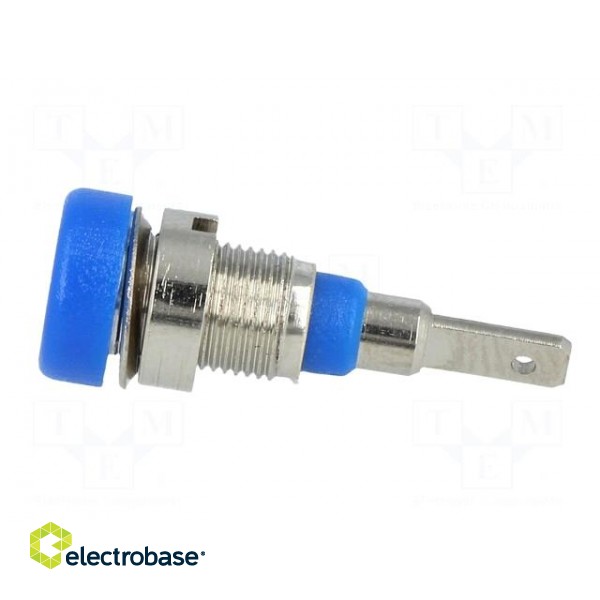 Socket | 2mm banana | 10A | 23mm | blue | on panel,screw | insulated image 3