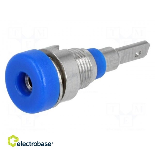 Socket | 2mm banana | 10A | 23mm | blue | on panel,screw | insulated image 1