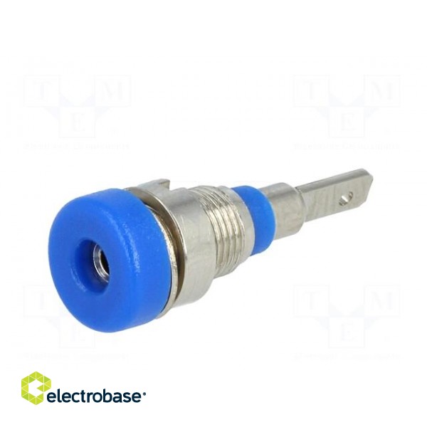 Socket | 2mm banana | 10A | 23mm | blue | on panel,screw | insulated image 2