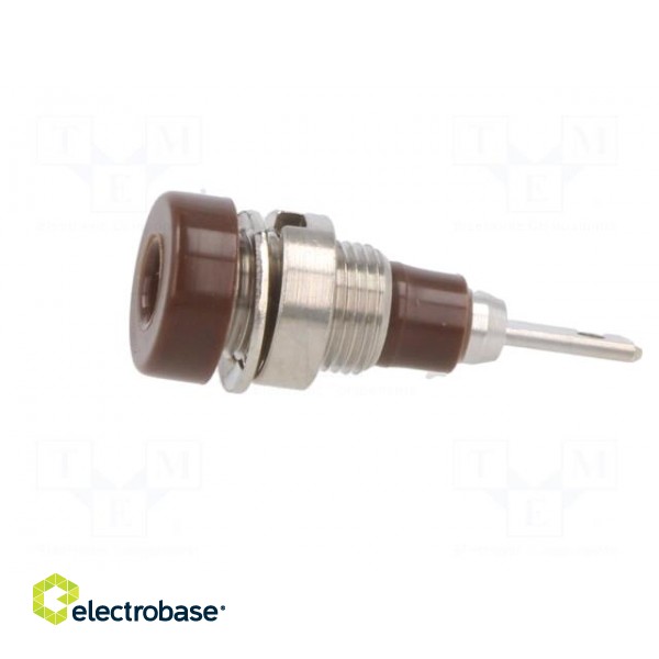 Socket | 2mm banana | 10A | 23mm | brown | soldered,on panel | insulated image 3