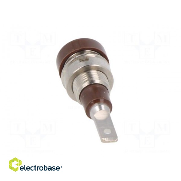 Socket | 2mm banana | 10A | 23mm | brown | soldered,on panel | insulated фото 5