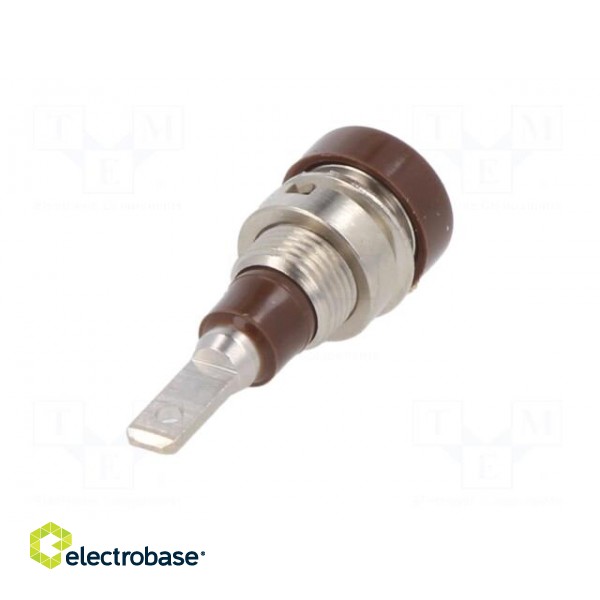 Socket | 2mm banana | 10A | 23mm | brown | soldered,on panel | insulated image 6