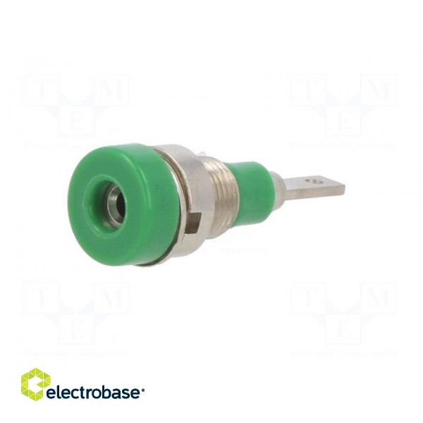 Socket | 2mm banana | 10A | 23mm | green | soldered,on panel | insulated image 2