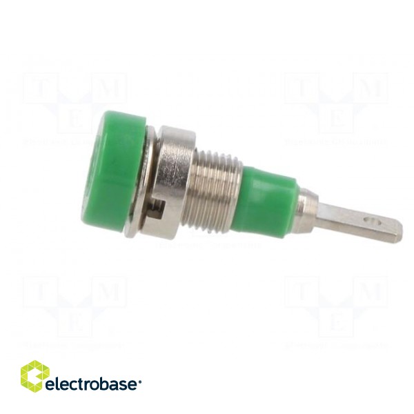 Socket | 2mm banana | 10A | 23mm | green | soldered,on panel | insulated image 3