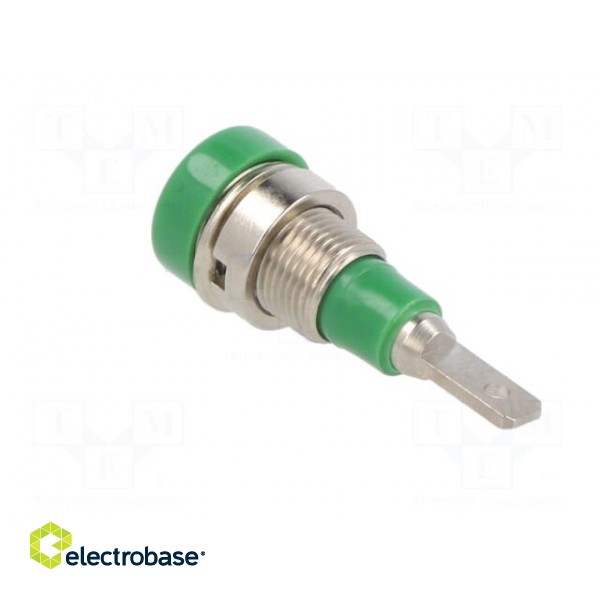 Socket | 2mm banana | 10A | 23mm | green | soldered,on panel | insulated фото 4