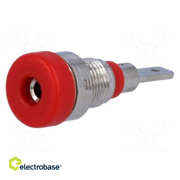 Socket | 2mm banana | 10A | 23mm | red | Mounting: screw,on panel image 1