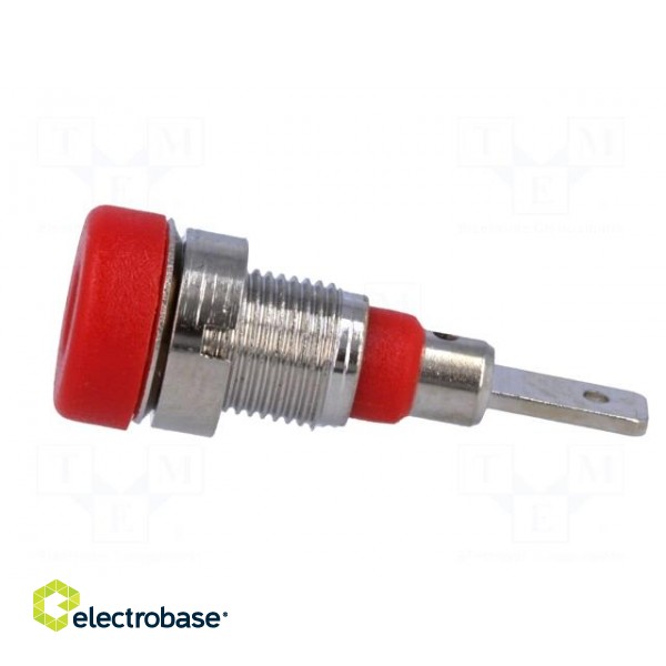 Socket | 2mm banana | 10A | 23mm | red | Mounting: screw,on panel фото 3