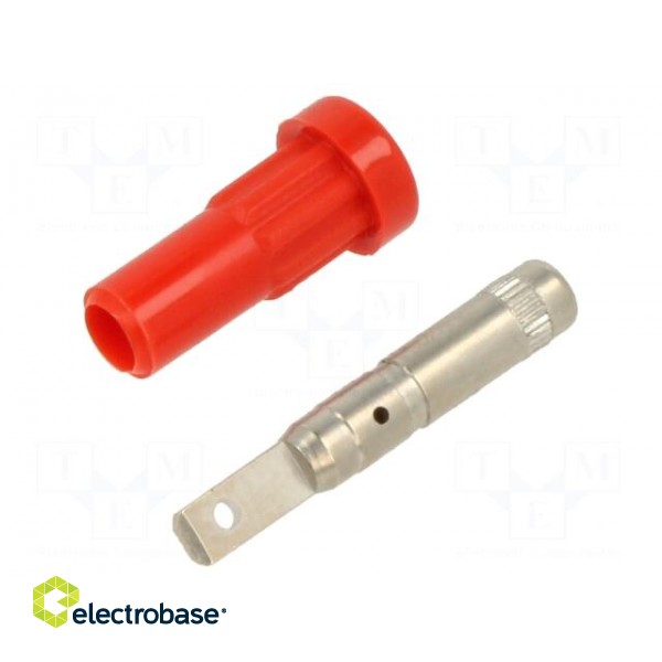 Socket | 2mm banana | 10A | 30VAC | 60VDC | red | on panel | insulated