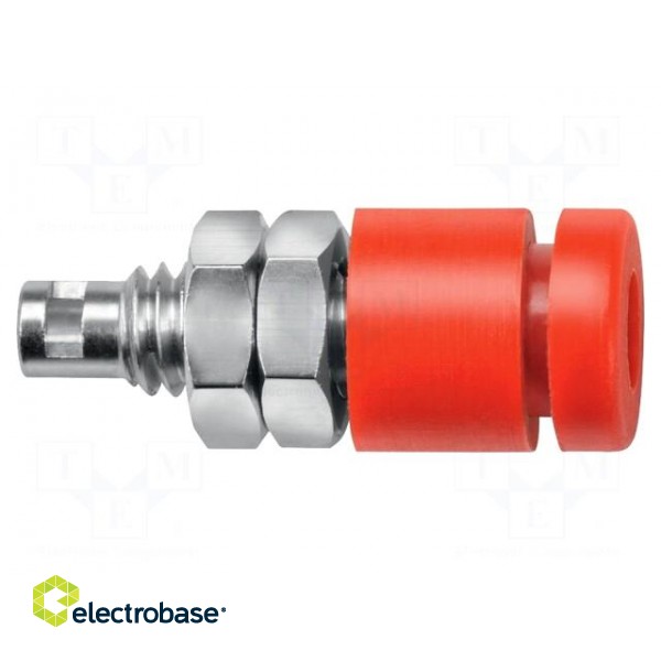 Socket | 2mm banana | 10A | 33VAC | 70VDC | red | insulated | -40÷110°C