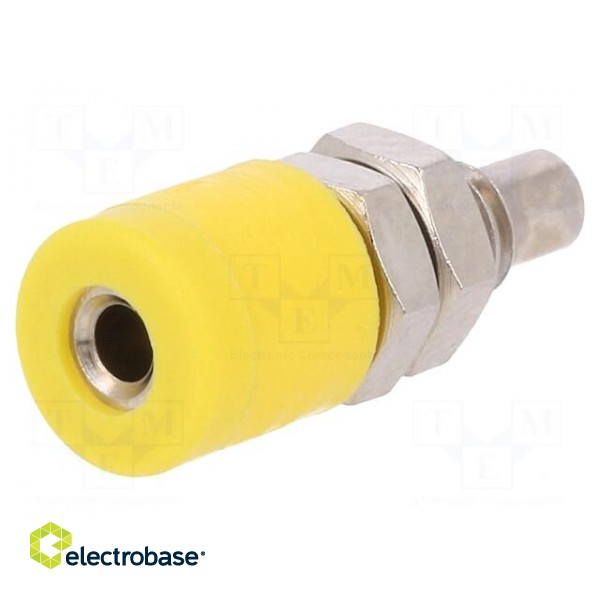 Socket | 2mm banana | 10A | 33VAC | 70VDC | yellow | soldered | insulated image 1