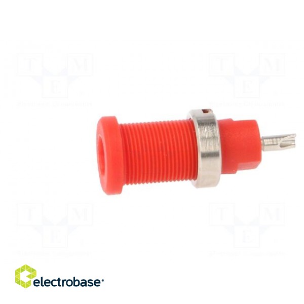 Socket | 2mm banana | 10A | 600V | 25mm | red | on panel,screw | insulated image 3