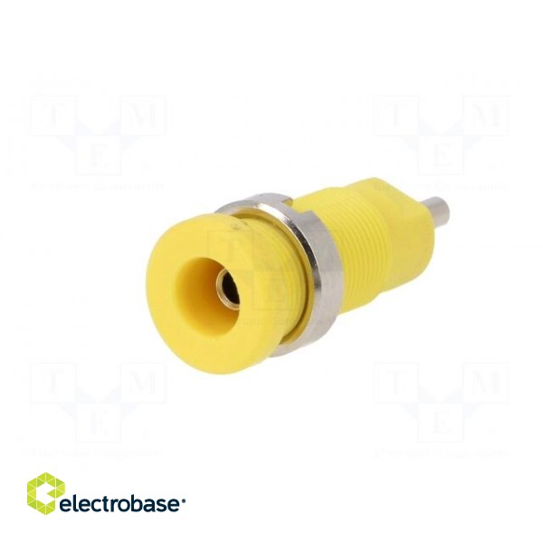 Socket | 2mm banana | 10A | 600V | 25mm | yellow | on panel,screw | 5mΩ image 2