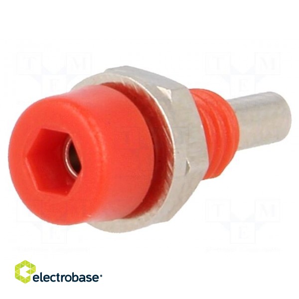 Socket | 2mm banana | 10A | 60VDC | Overall len: 17mm | red | insulated фото 1