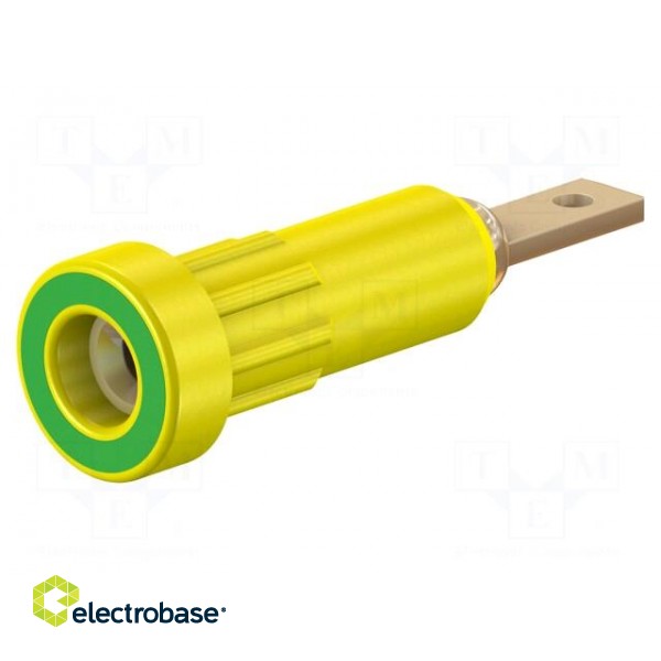 Socket | 2mm banana | 10A | Overall len: 23mm | yellow-green | 60VDC