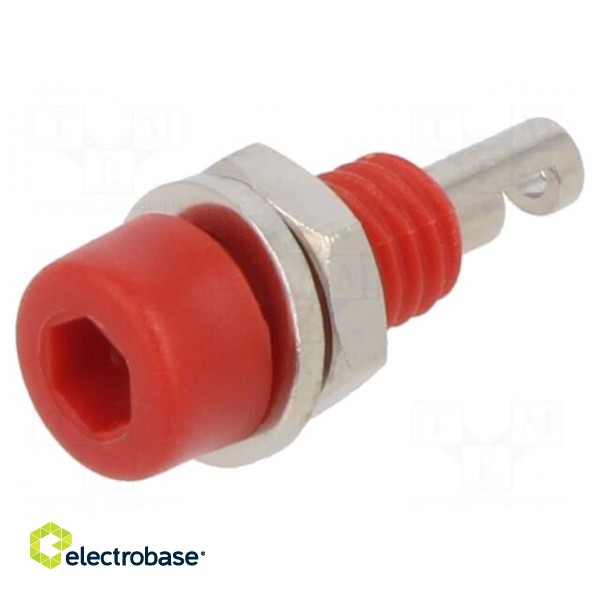 Socket | 2mm banana | 10A | red | on panel,screw | insulated | -20÷80°C