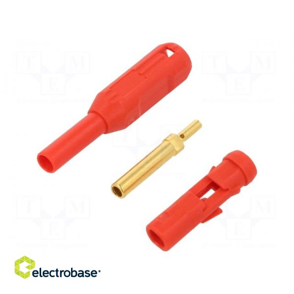 Socket | 2mm banana | 38.2mm | red | soldered,crimped | insulated
