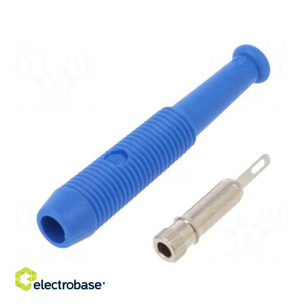 Socket | 2mm banana | 6A | 60VDC | Overall len: 39mm | blue | on cable