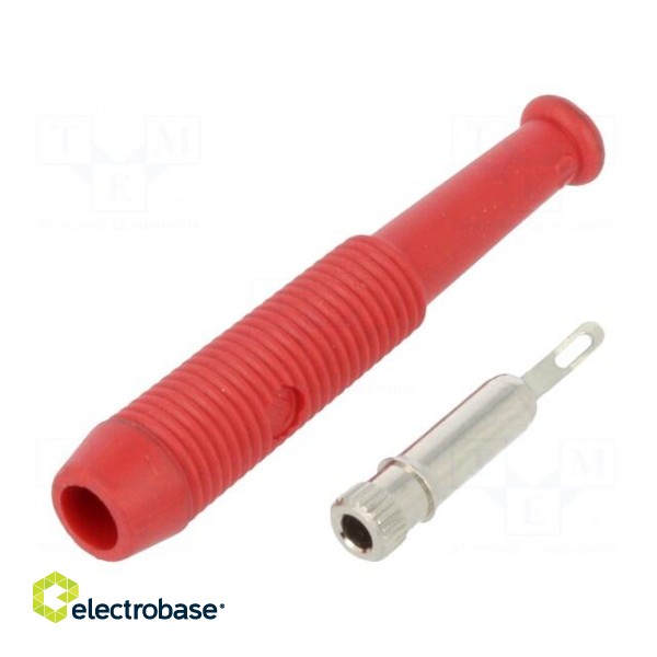 Socket | 2mm banana | 6A | 60VDC | Overall len: 39mm | red | on cable image 1