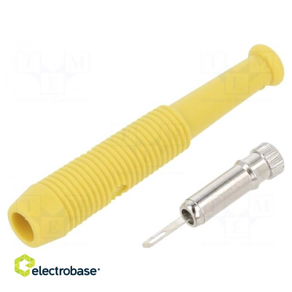 Socket | 2mm banana | 6A | 60VDC | Overall len: 39mm | yellow | on cable