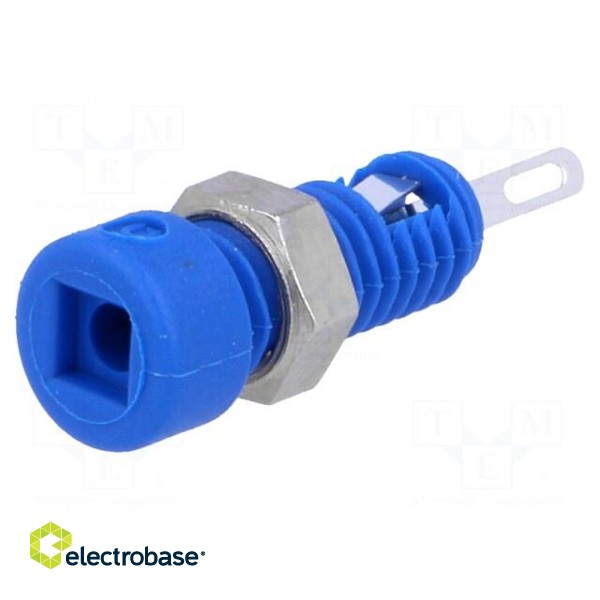 Socket | 2mm banana | 6A | Overall len: 21mm | blue | insulated image 1