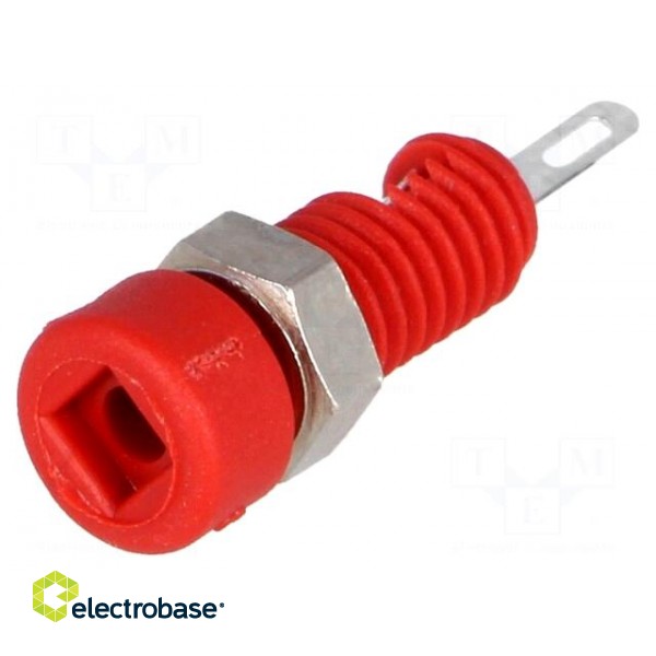 Socket | 2mm banana | 6A | Overall len: 21mm | red | on panel,screw image 1
