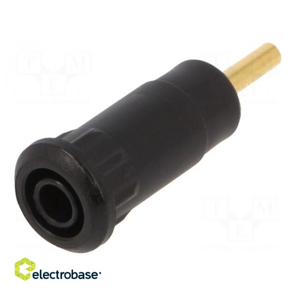 Socket | 2mm banana | Overall len: 28mm | black | soldered | insulated