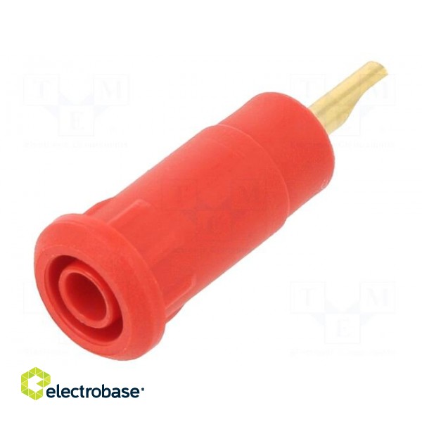 Socket | 2mm banana | Overall len: 28mm | red | soldered | insulated