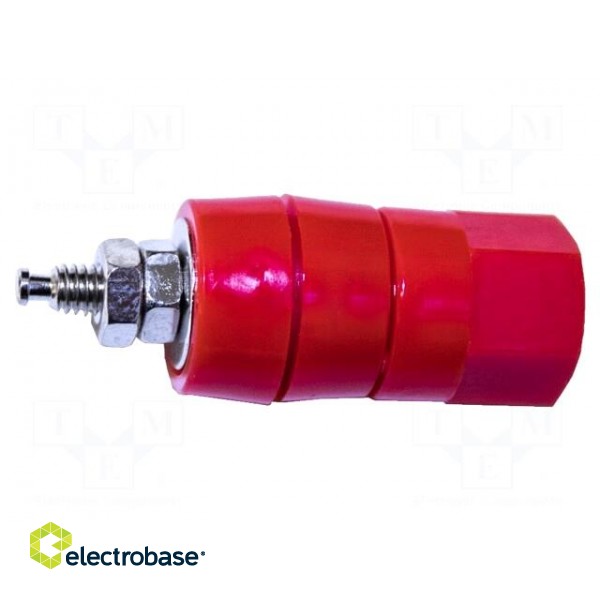 Laboratory clamp | red | 15A | on panel,screw | brass | polyamide | 41mm