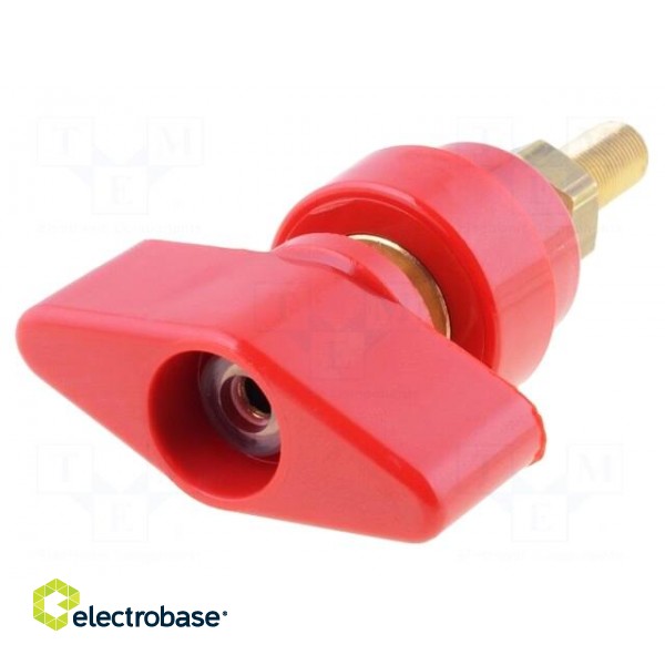 Laboratory clamp | red | 1kVDC | 100A | on panel,screw | brass | 81mm