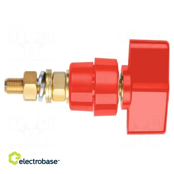 Laboratory clamp | red | 1kVDC | 100A | on panel,screw | brass | 81mm