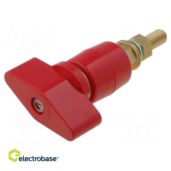 Laboratory clamp | red | 1kVDC | 200A | on panel,screw | brass | 143mm