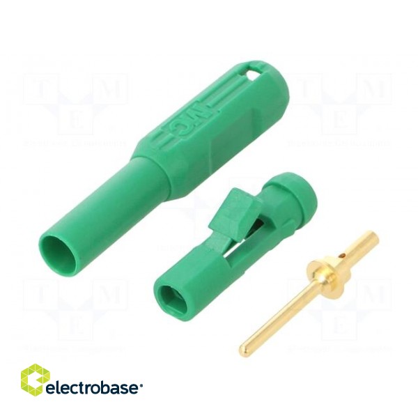 Connector: 1,5mm banana | plug | green | Connection: soldered | 0.5mm2