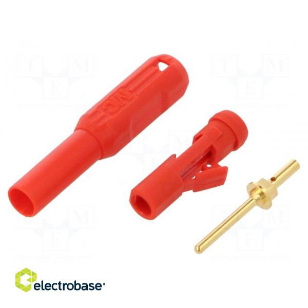 Connector: 1,5mm banana | plug | red | Connection: soldered | L: 39.7mm image 1