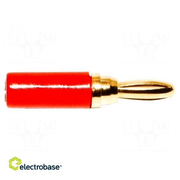Connector: 3mm banana | plug | red | 1kVDC | 5A | soldered | -50÷105°C