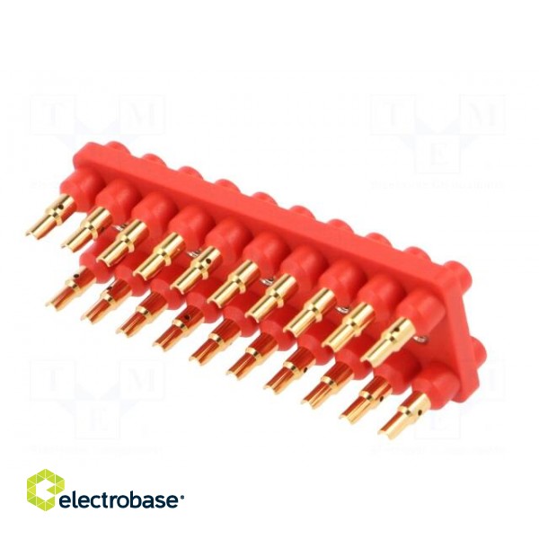 Socket strip | 2mm banana | red | 70VDC | 10A | 33VAC | Sockets: 20 | 12mm фото 6