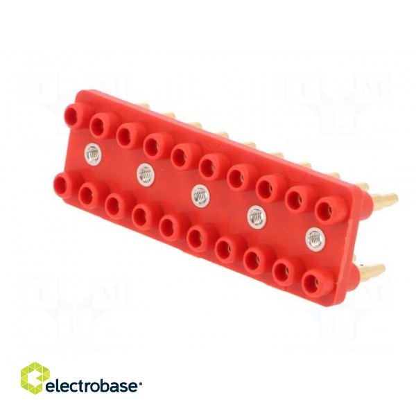 Socket strip | 2mm banana | red | 70VDC | 10A | 33VAC | Sockets: 20 | 12mm фото 2