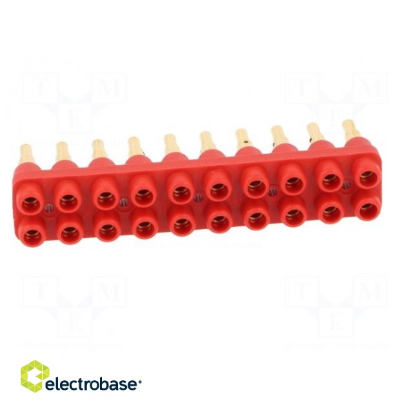 Socket strip | 2mm banana | red | 70VDC | 10A | 33VAC | Sockets: 20 | 6mm paveikslėlis 9