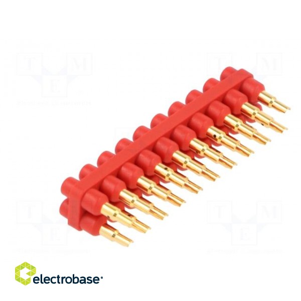 Socket strip | 2mm banana | red | 70VDC | 10A | 33VAC | Sockets: 20 | 6mm фото 4