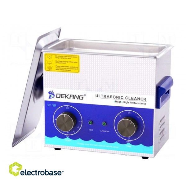 Ultrasonic washer | 240x140x100mm | 40kHz | 20÷80°C | 230VAC | Plug: EU image 1
